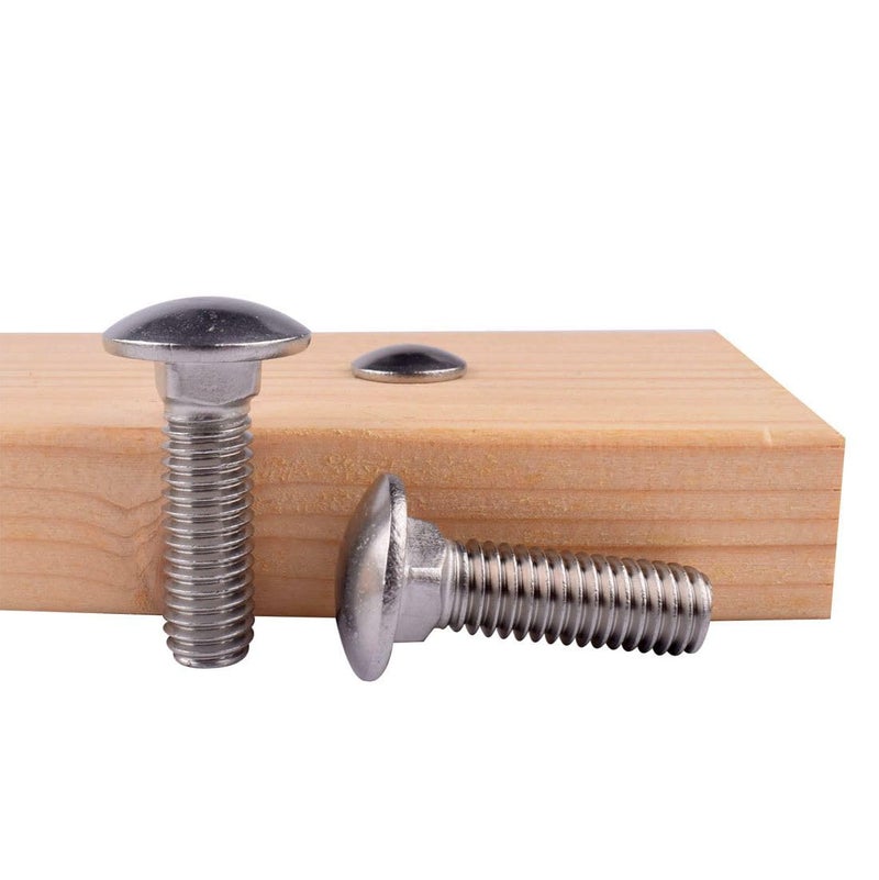 VAMUOEFL 3/8-16 x 1-1/4" Carriage Bolts Screws, 18-8 Stainless Steel 304, Round Head, Square Neck, UNC Fully Machine Coarse Threaded,10Pcs - Image 3